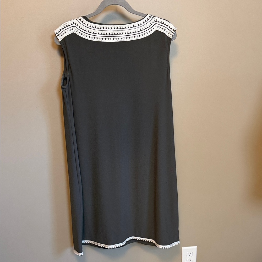 Alfani Size 0X Sleeveless Gray & Ivory Embroidered Detail Shift Dress Coastal - Picture 6 of 15